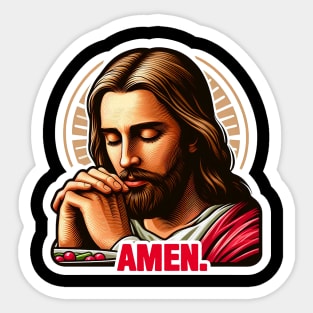 Pray Before Meal Amen meme Jesus Christ My Lord My Savior Sticker